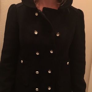 RETAIL $350 JUICY COUTURE Black Wool Peacoat SZ M